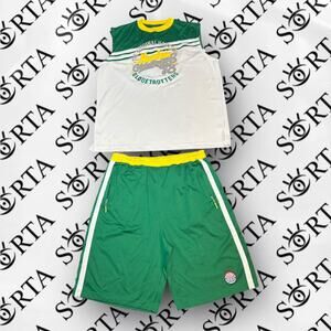 VTG 90s/Y2K Platinum FuBu Harlem Globetrotters Basketball Jersey Set Size XL